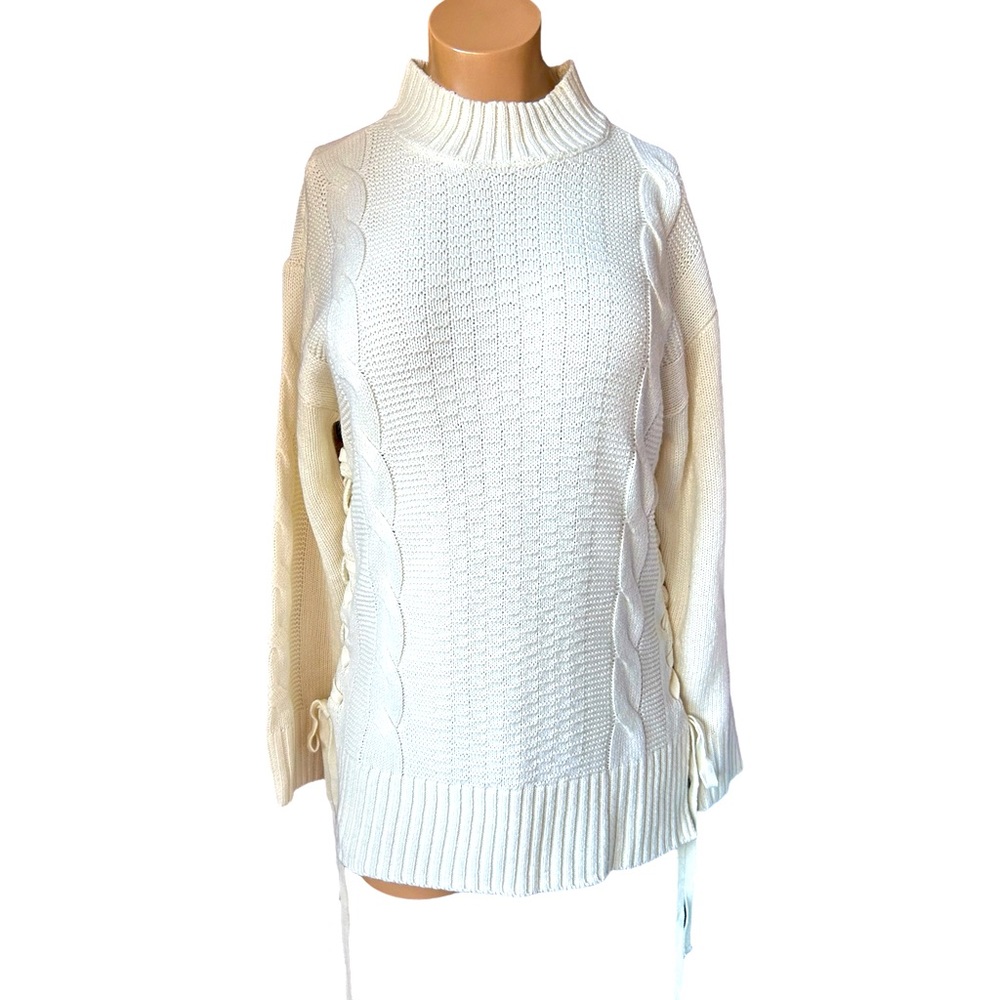 Black Tape Cable Knit Sweater